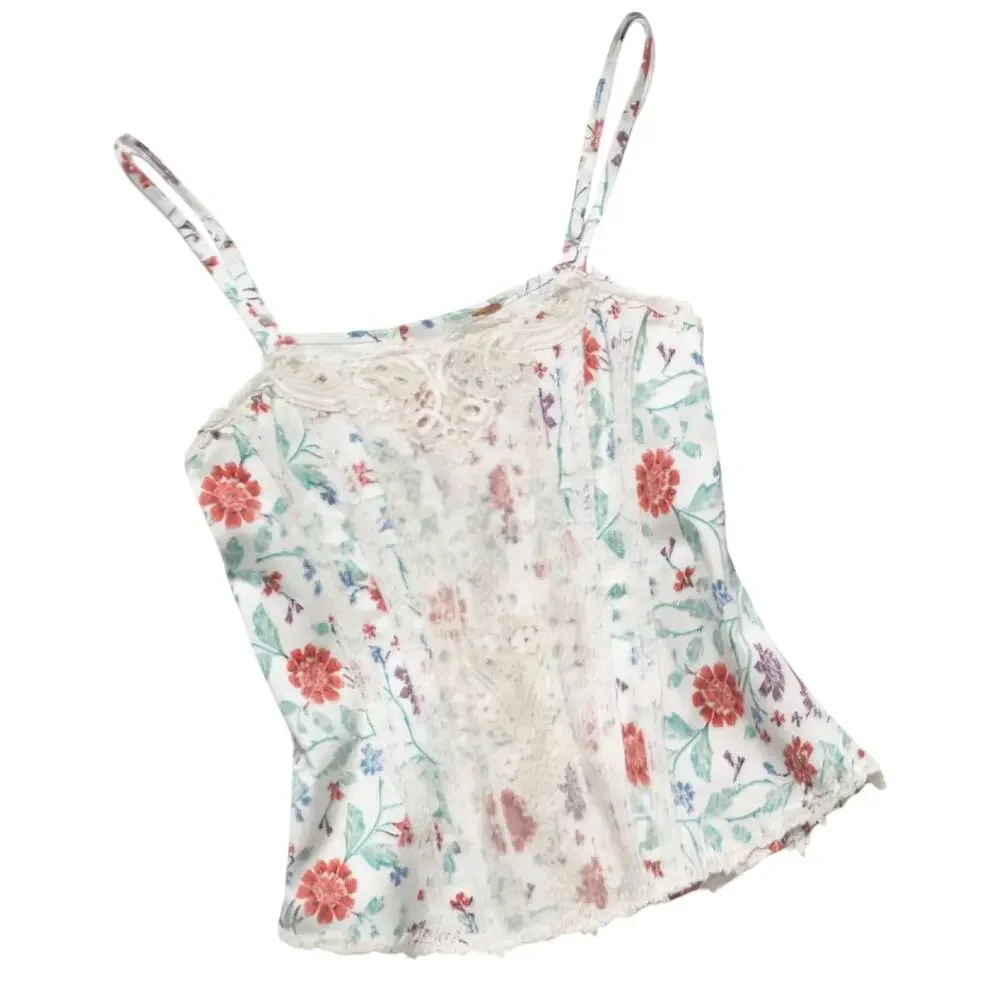 New Free People Miss Lizzy Floral Corset Top $98 SIZE 2 White Zip Lace Detail - Picture 6 of 8